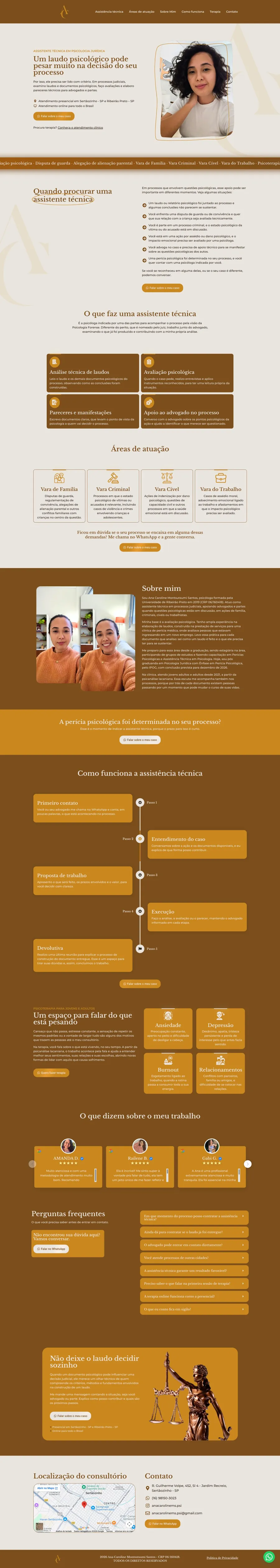 Site de Ana Caroline, psicóloga clínica e jurídica